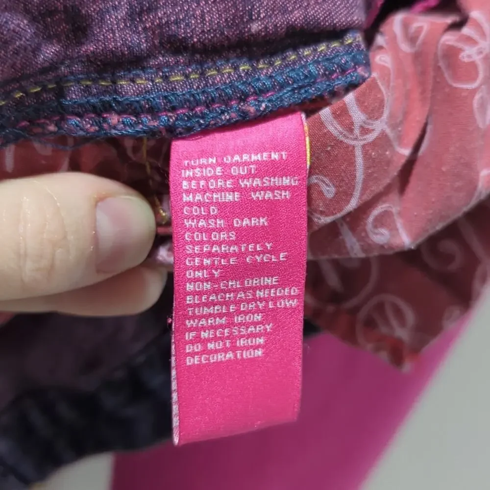 Eckō Ecko Red Girls Denim Sweatshirt Jacket Size M Pink Embroidered Rhinestone